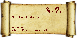 Milla Irén névjegykártya