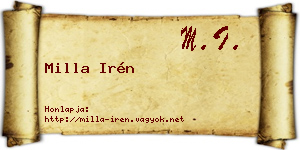 Milla Irén névjegykártya